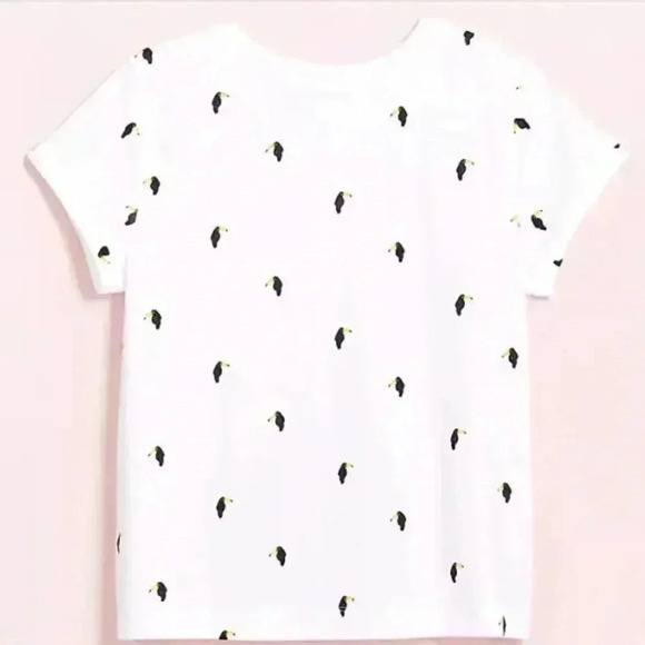 Loft White Toucan Print Tee Shirt Medium - Picture 2 of 5